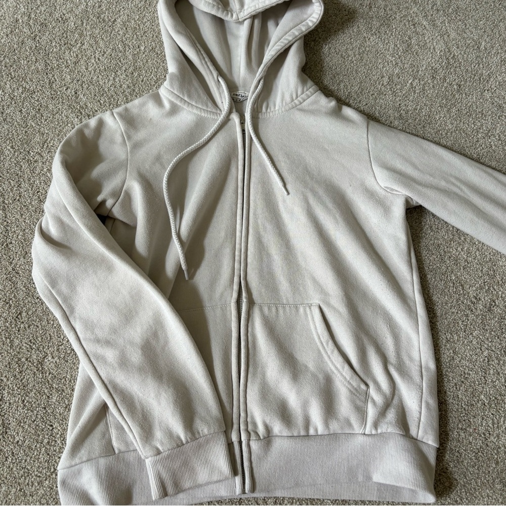 Cream zip up hoodie